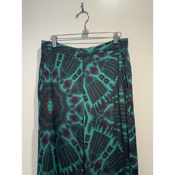 Ba&Sh Pants Women’s Size Medium Lady Green Print Wide Leg Colorful Resort Boho - Picture 2 of 11